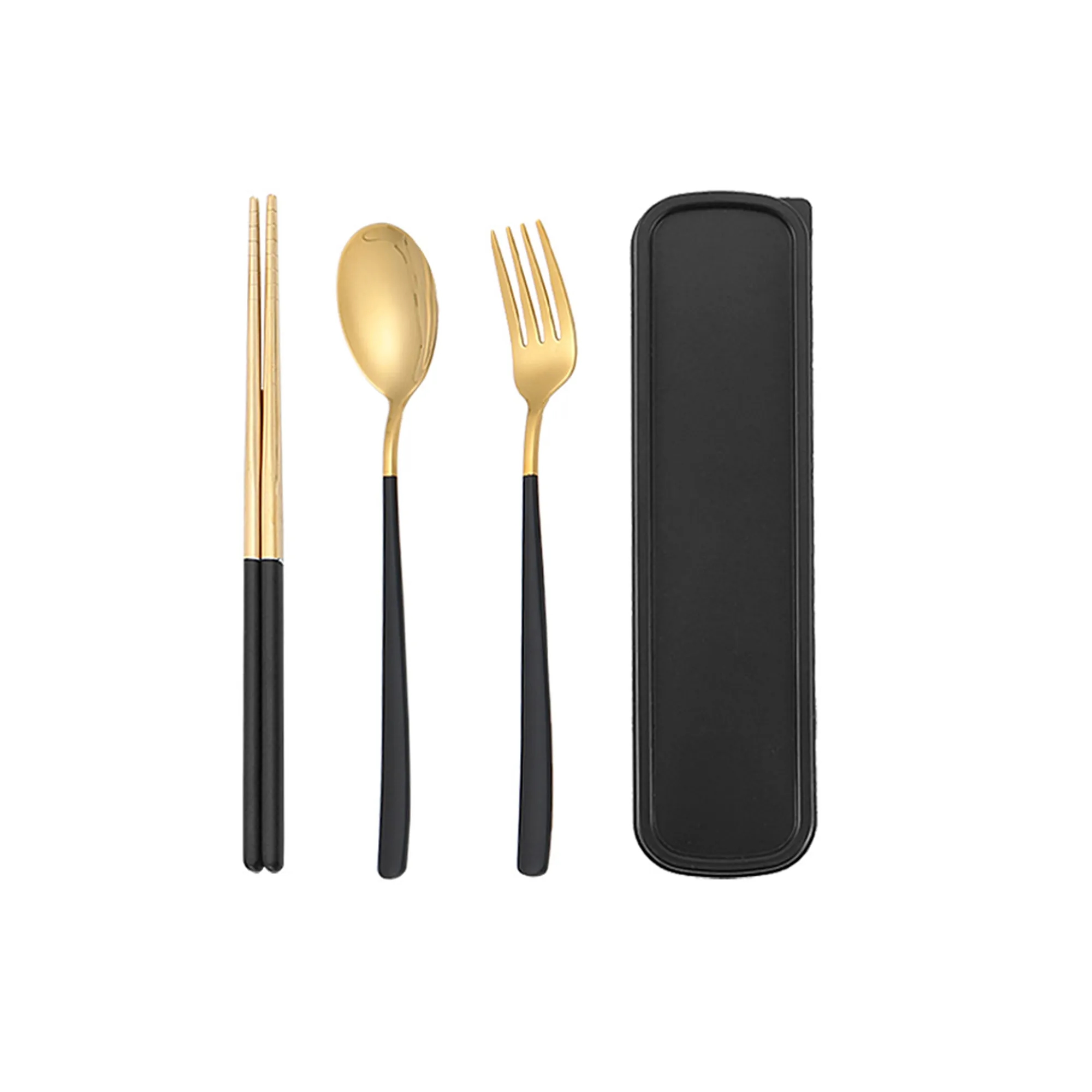 Portable Tableware Travel Boxed Golden Three-piece Sets 4