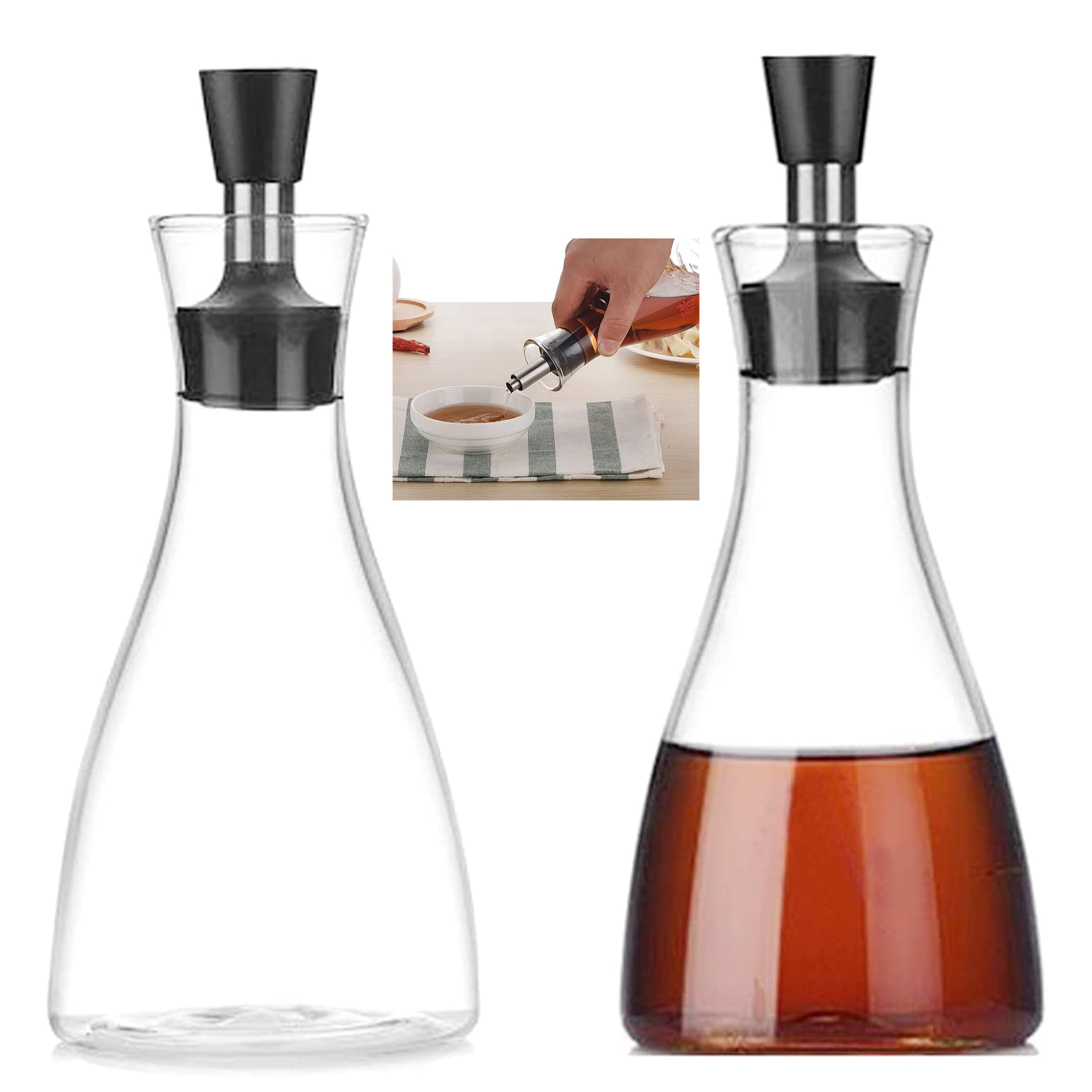 17 ounce Dispenser Clear Light Weight Glass Bottle 2