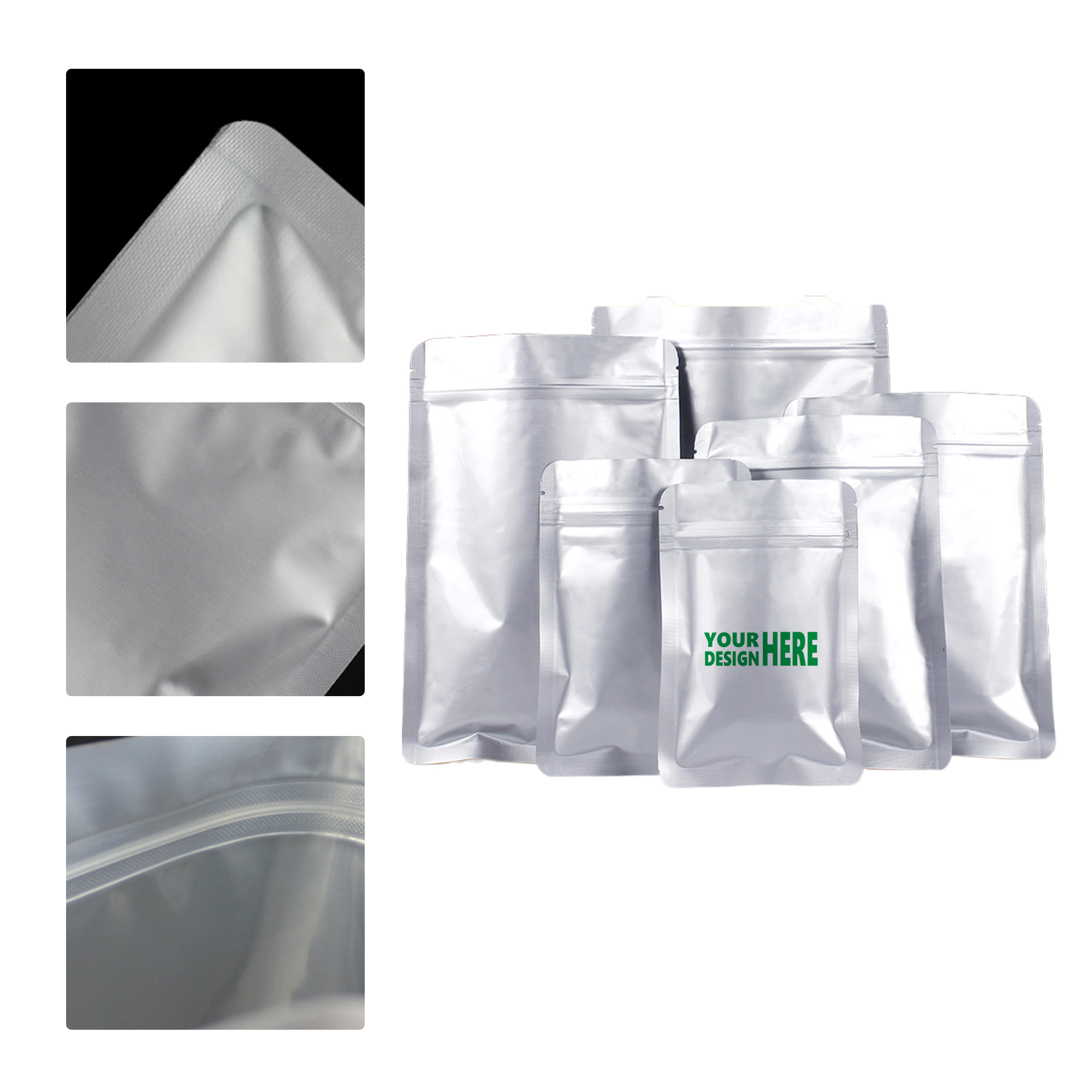 MOQ 50 Aluminum Foil Flat Bottom Sealing Bag for Food Packaging 2