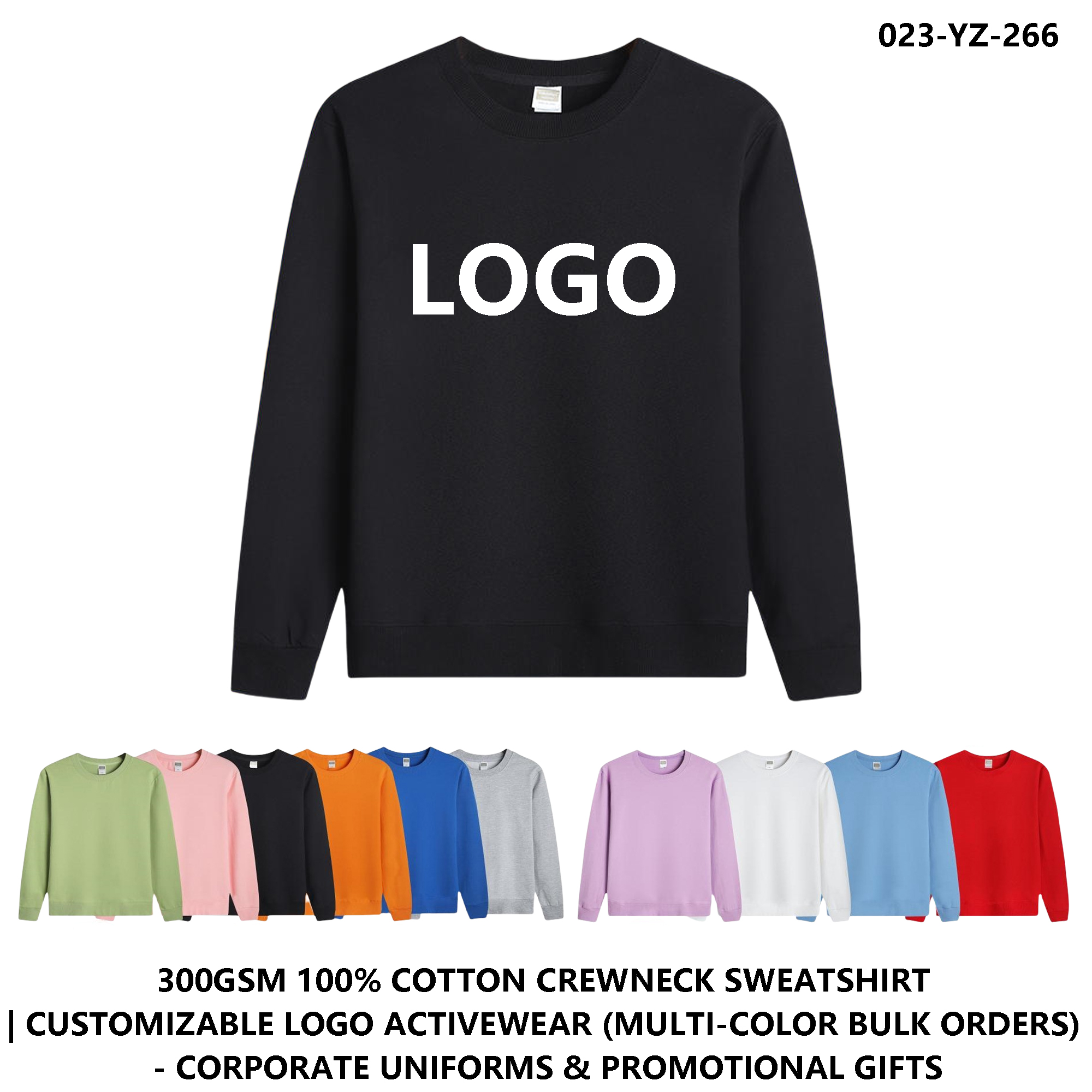 Custom Logo Heavyweight Cotton Sweatshirt - 300gsm Loopwheel for Team Uniforms 1