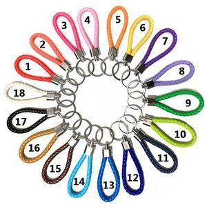 Elegant Weaved PU Leather Keychain With Silver Buckle 15