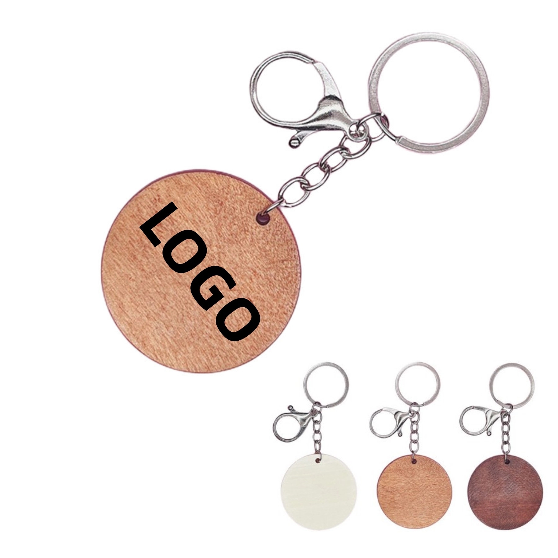 Custom Wood Round Keychain 2