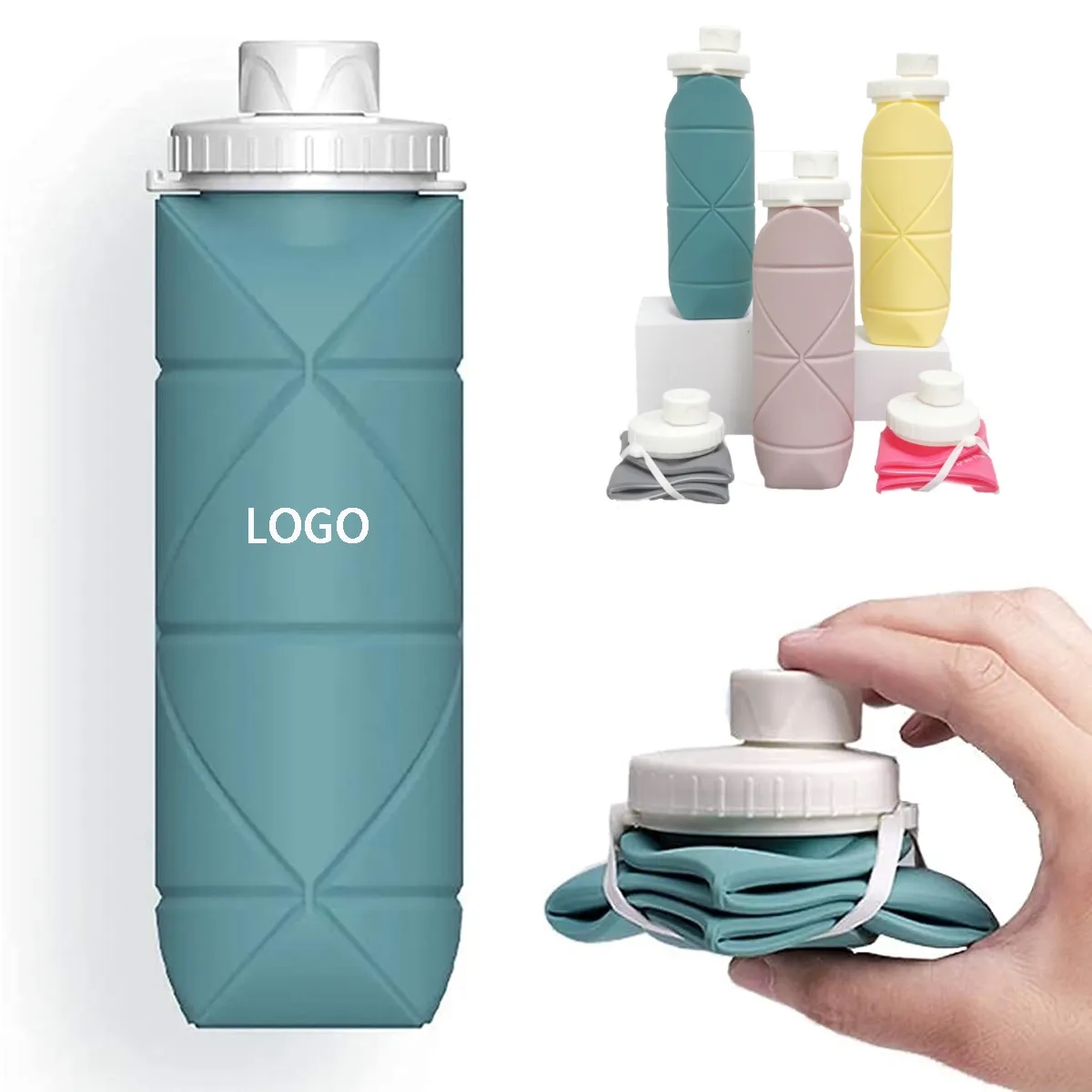 20oz Silicone Foldable Collapsible Water Bottle 2