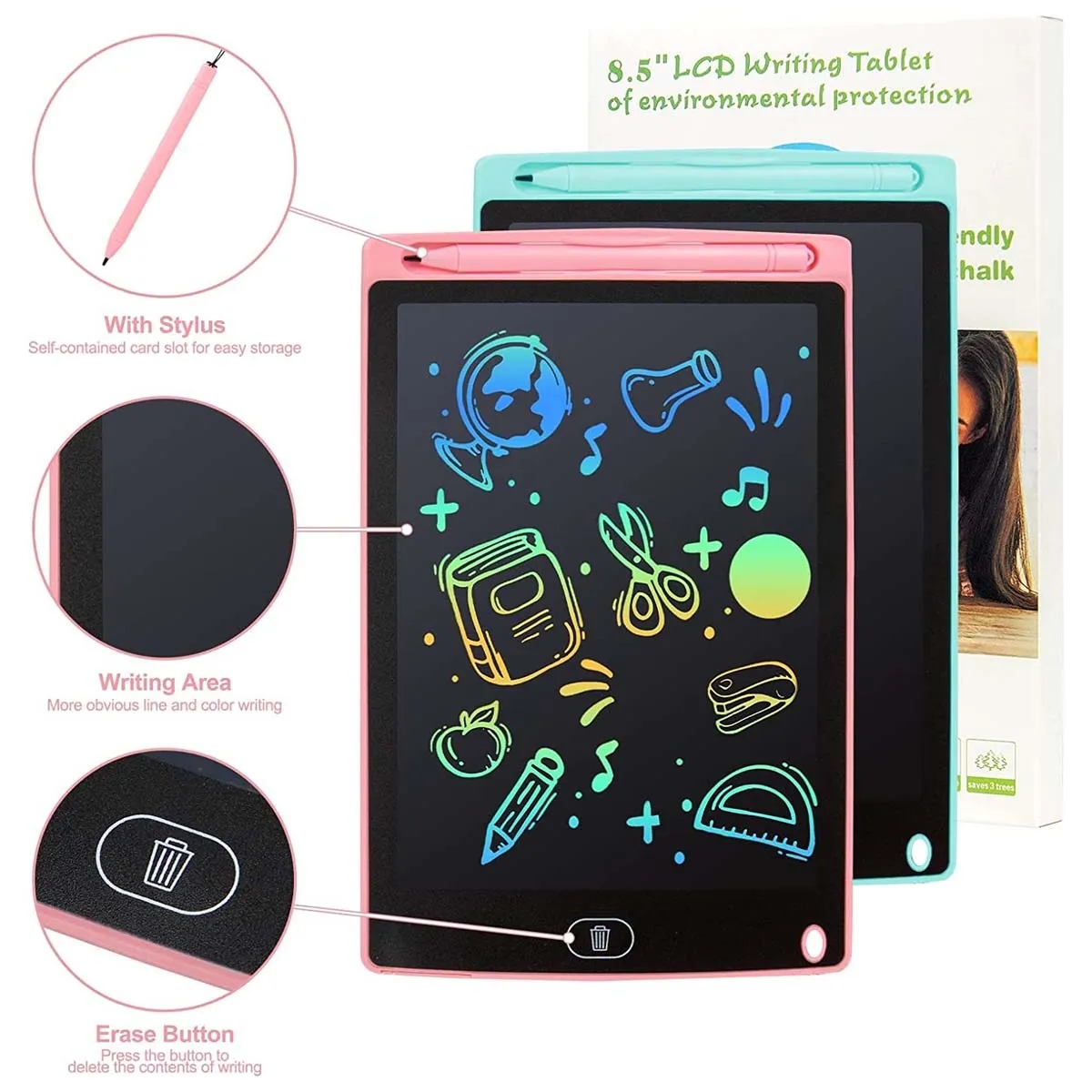 8.5 Inch Erasable LCD Writing Tablet for Kids 3