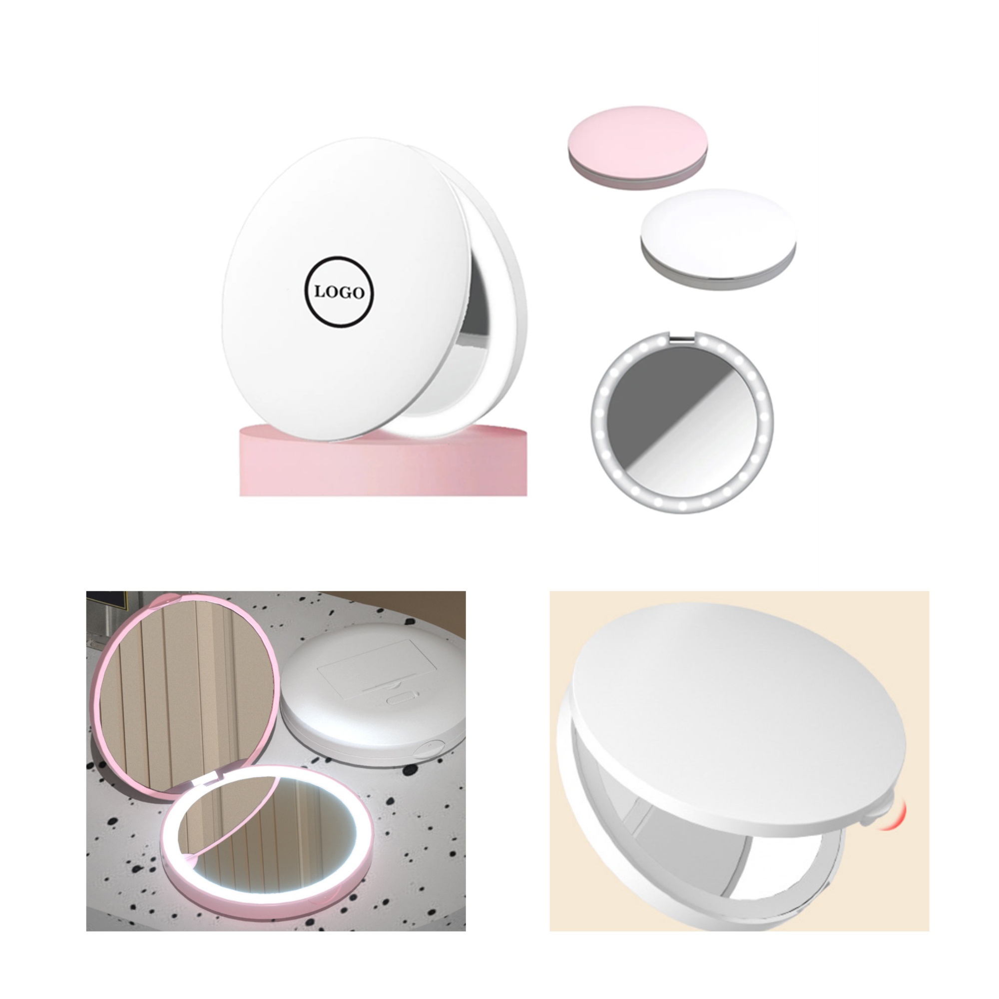 Versatile LED Rechargeable Travel Compact Makeup Mirror 1