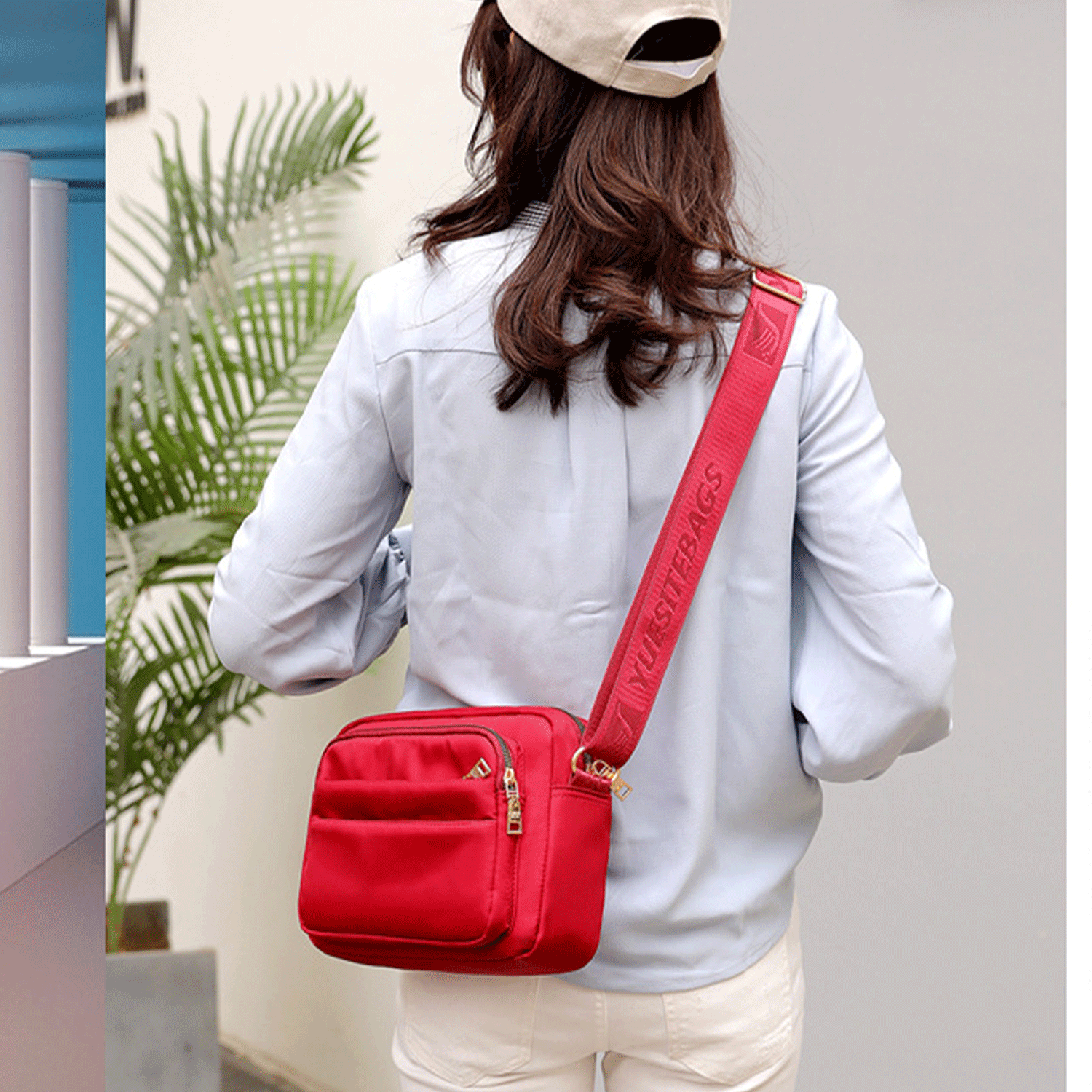Five-Layers red purple Oxford Messenger cross-body Bag 3