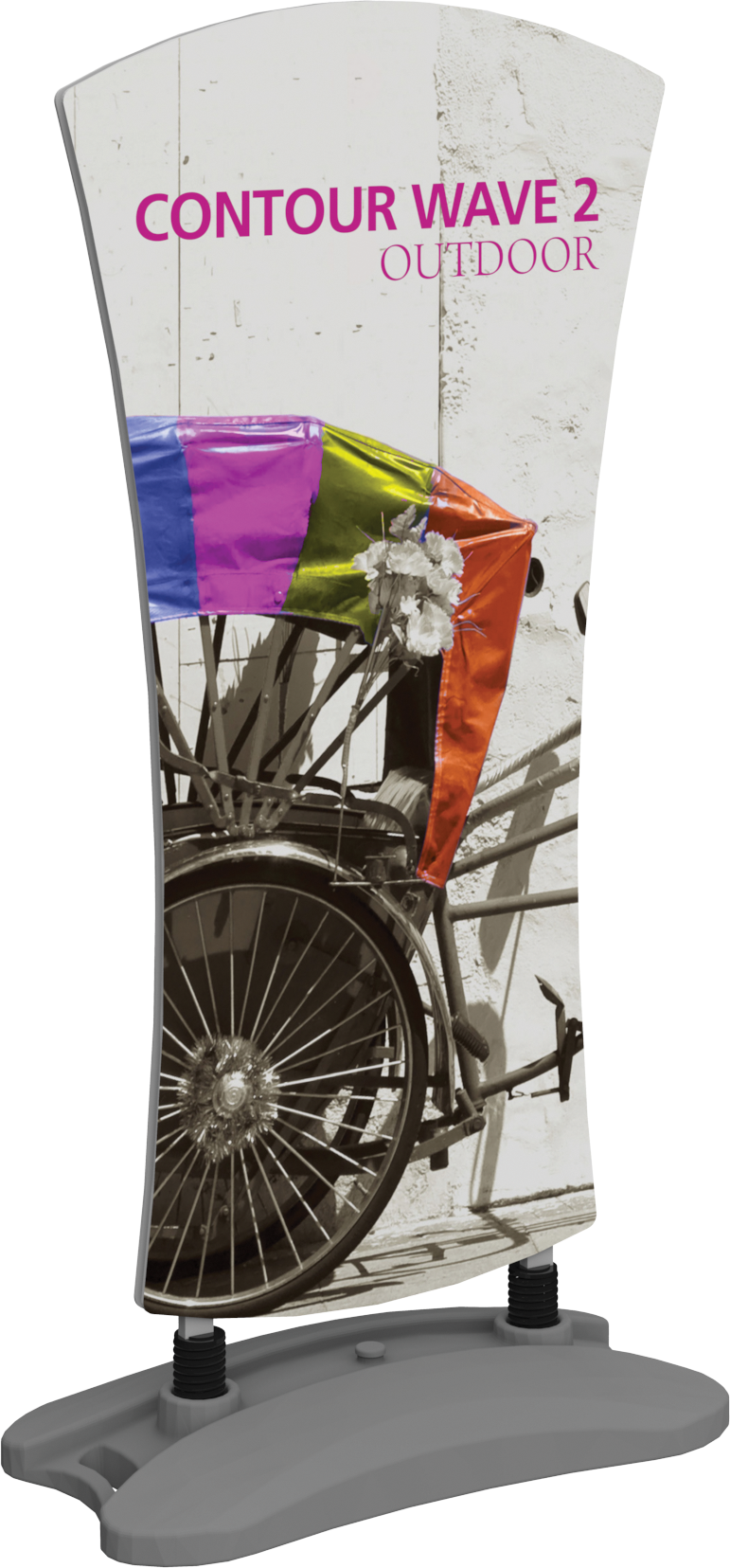 Contour Single-Sided Outdoor Sign Wave 2 w/Fillable Base