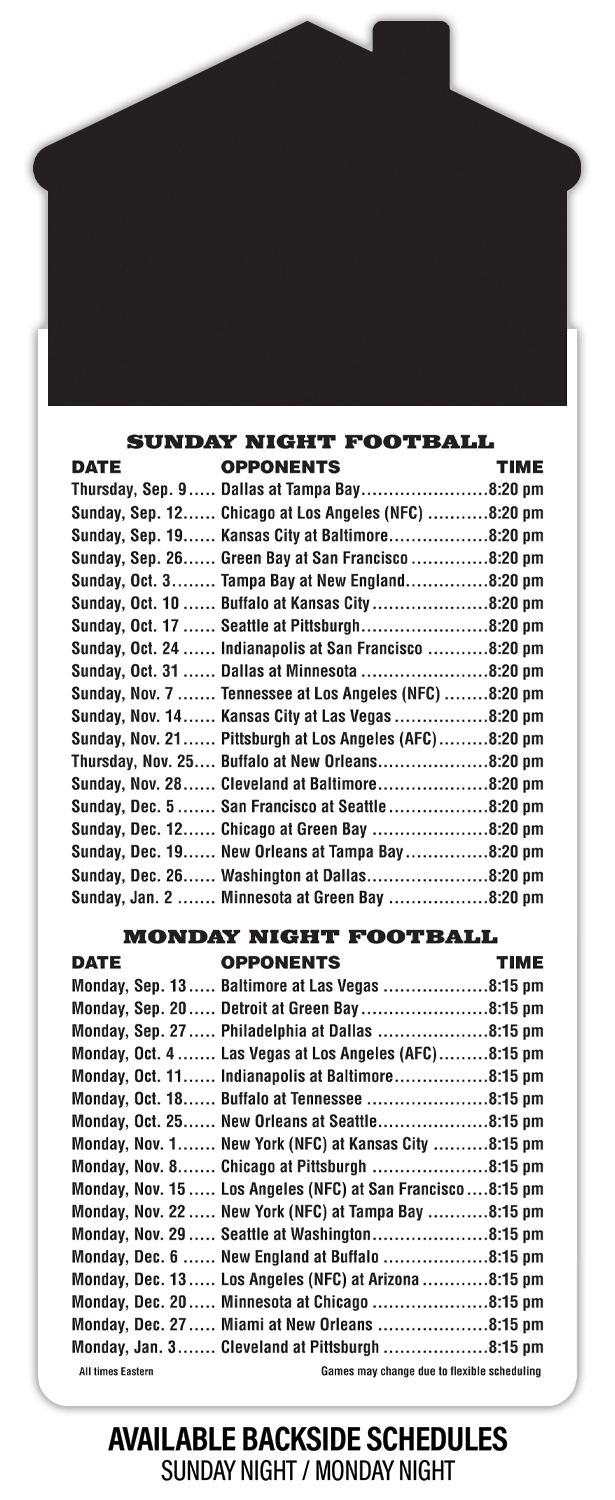 Magna-Card House Shape Magnet Football Schedules (3.5x9) 3