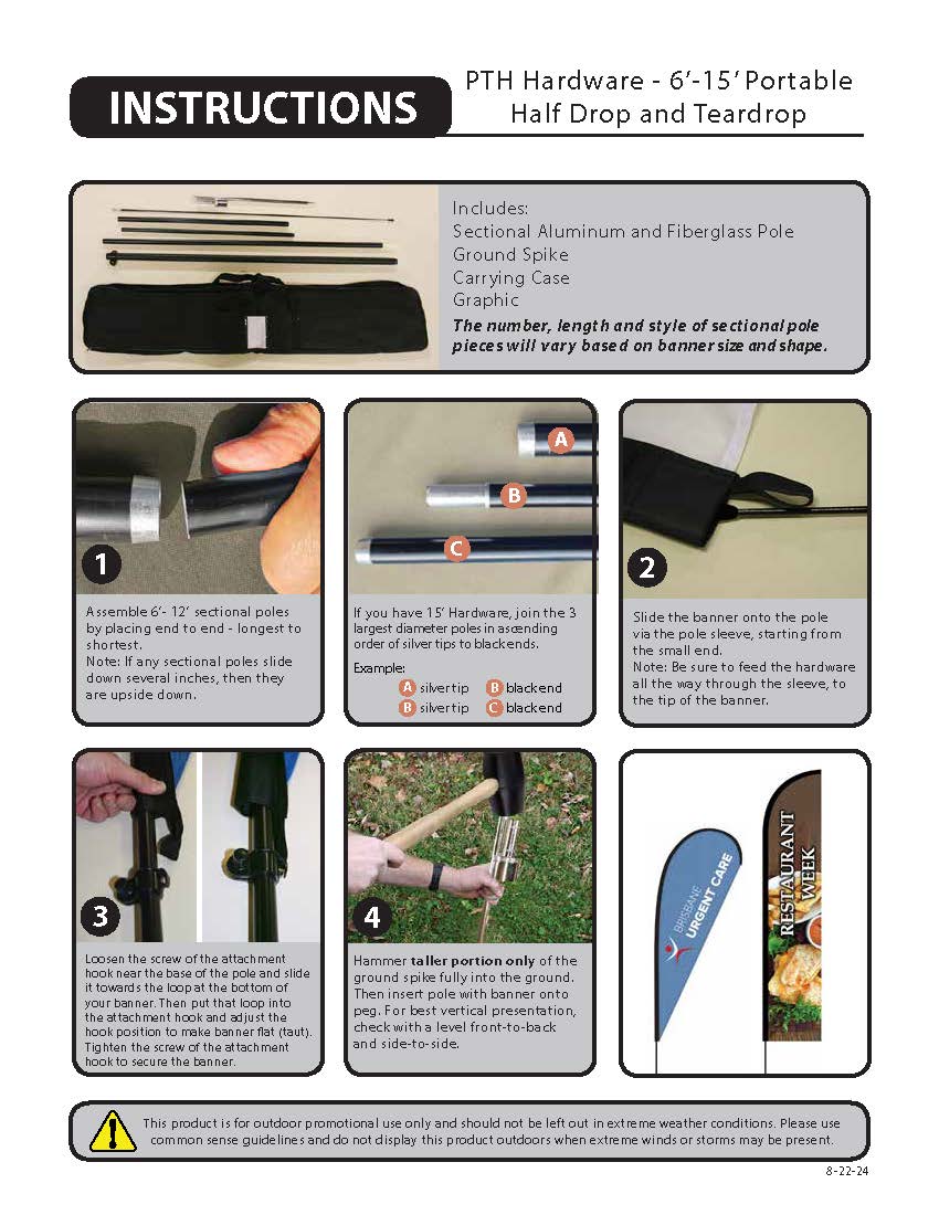 10' Single Reverse Portable Half Drop Banner w/Hardware Set 2