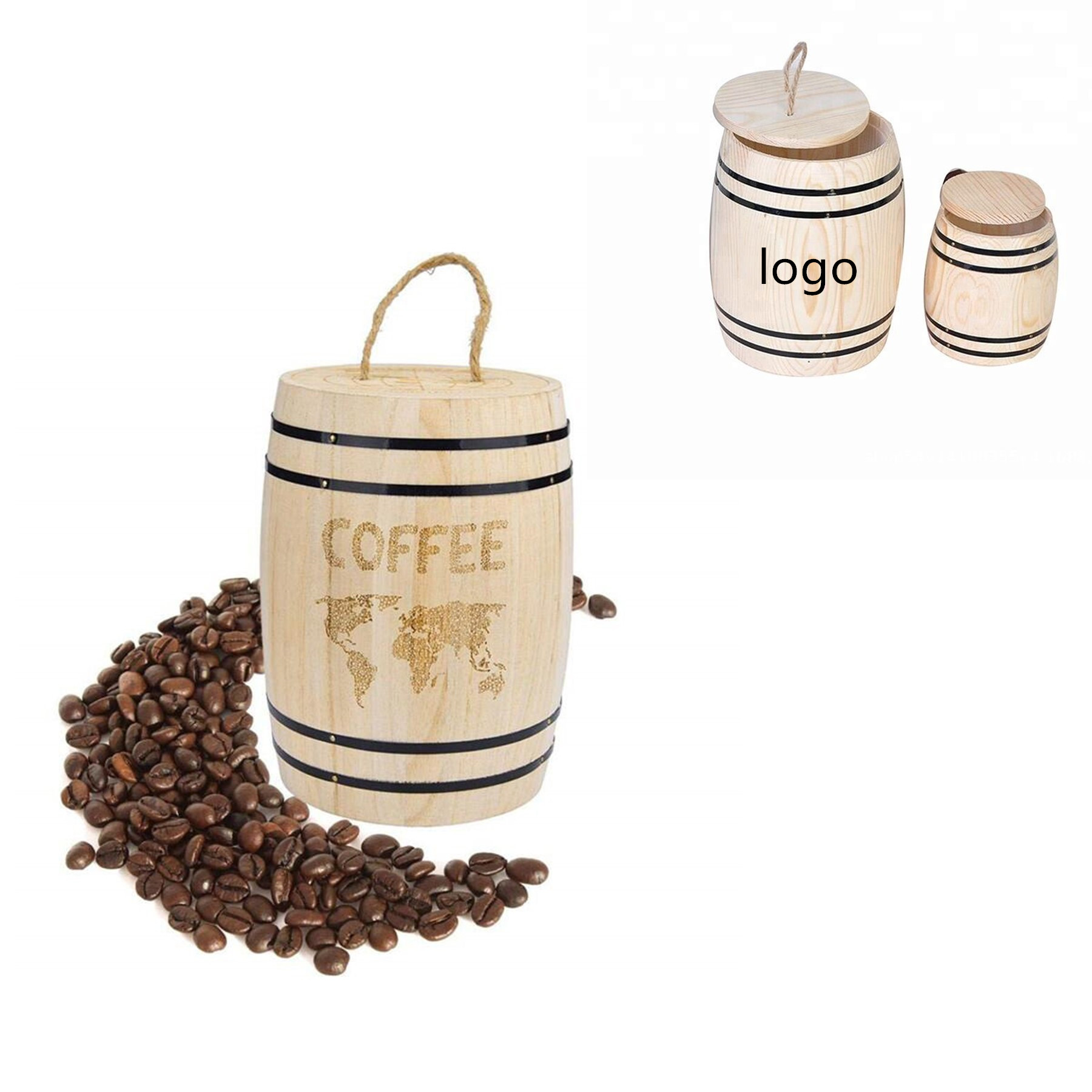 Wooden Durable Pen Holder Coffee Barrel 2