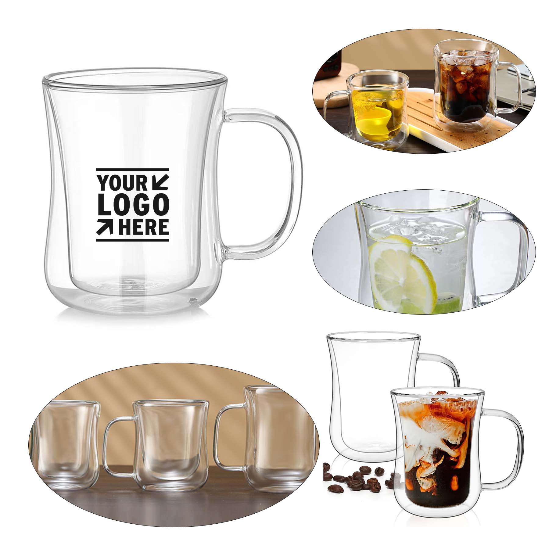 15 OZ Double Wall Glass Coffee Cup Insulated Espresso Cappuccino Latte Mug with Handle 2