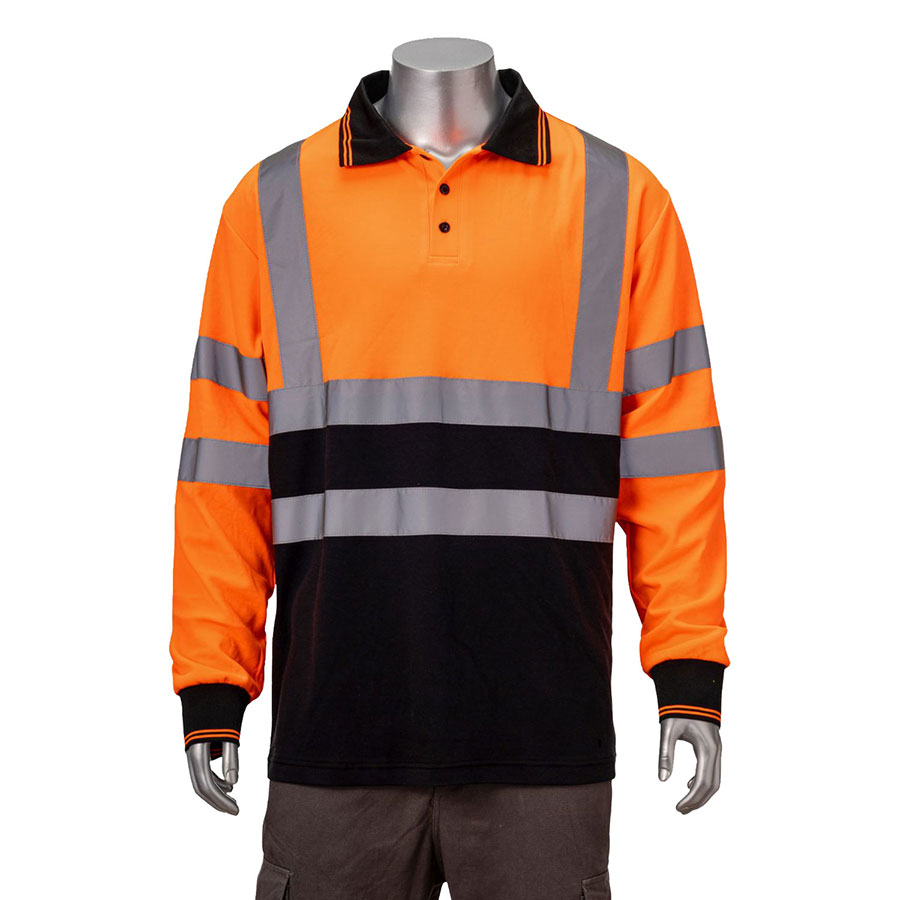 VISIPRO Long Sleeve Reflective Front Colorblock Safety Polo - BirdsEye Mesh - ANSI 107-2020 Class 3 4