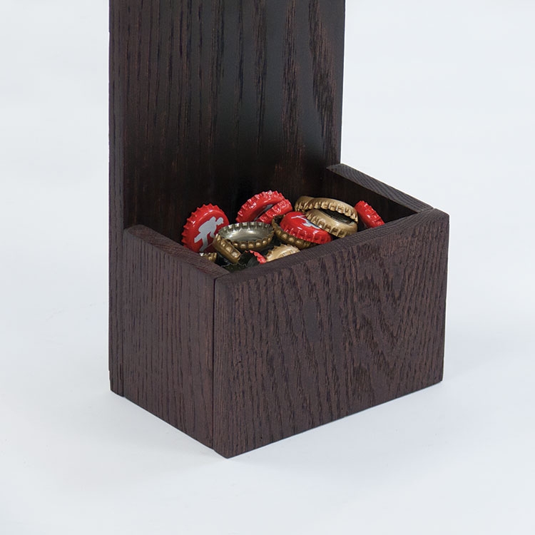 Countertop Bottle Opener with Wood Cap Catcher