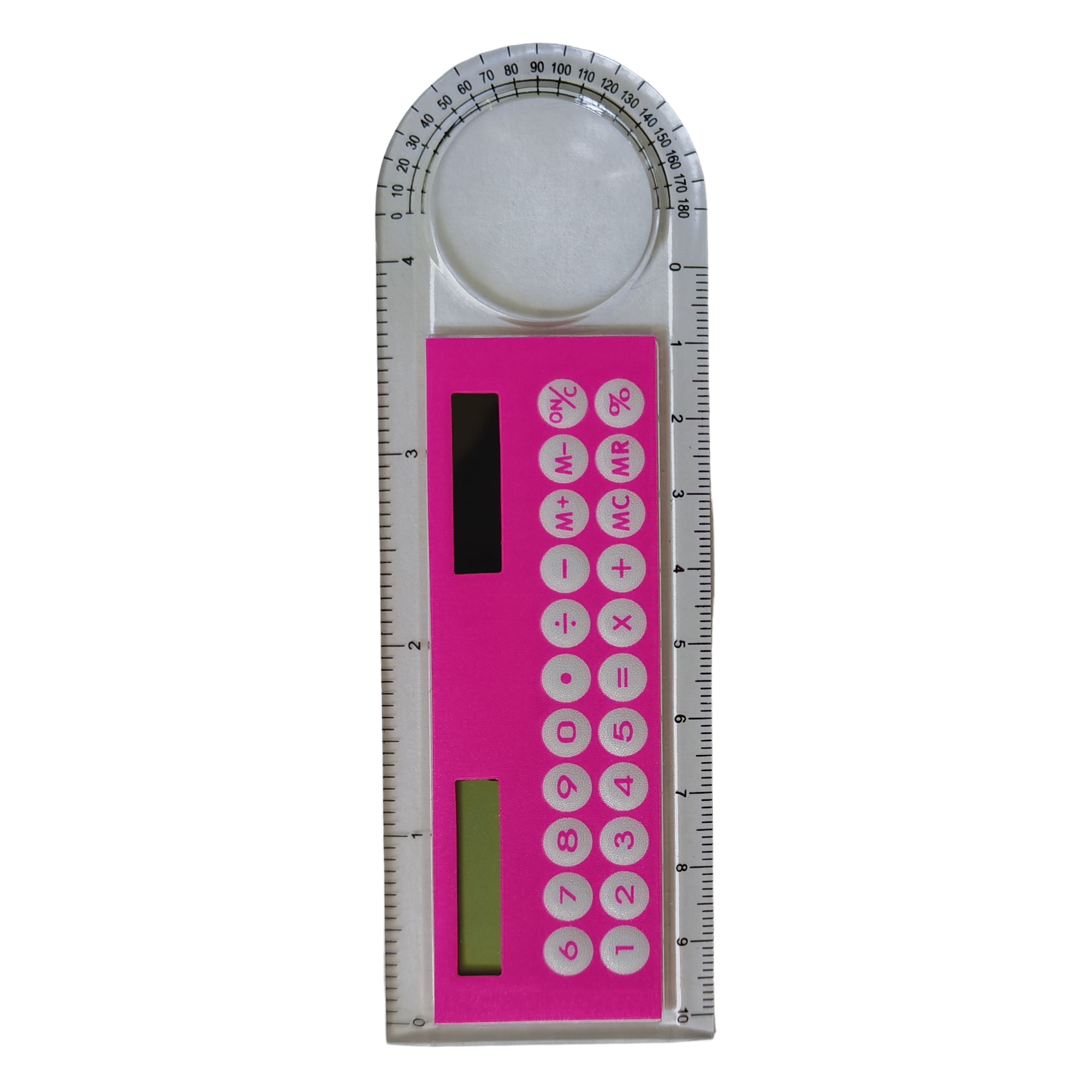 Plastic Solar Calculator Ruler With Protractor And Magnifier 5.2" 3