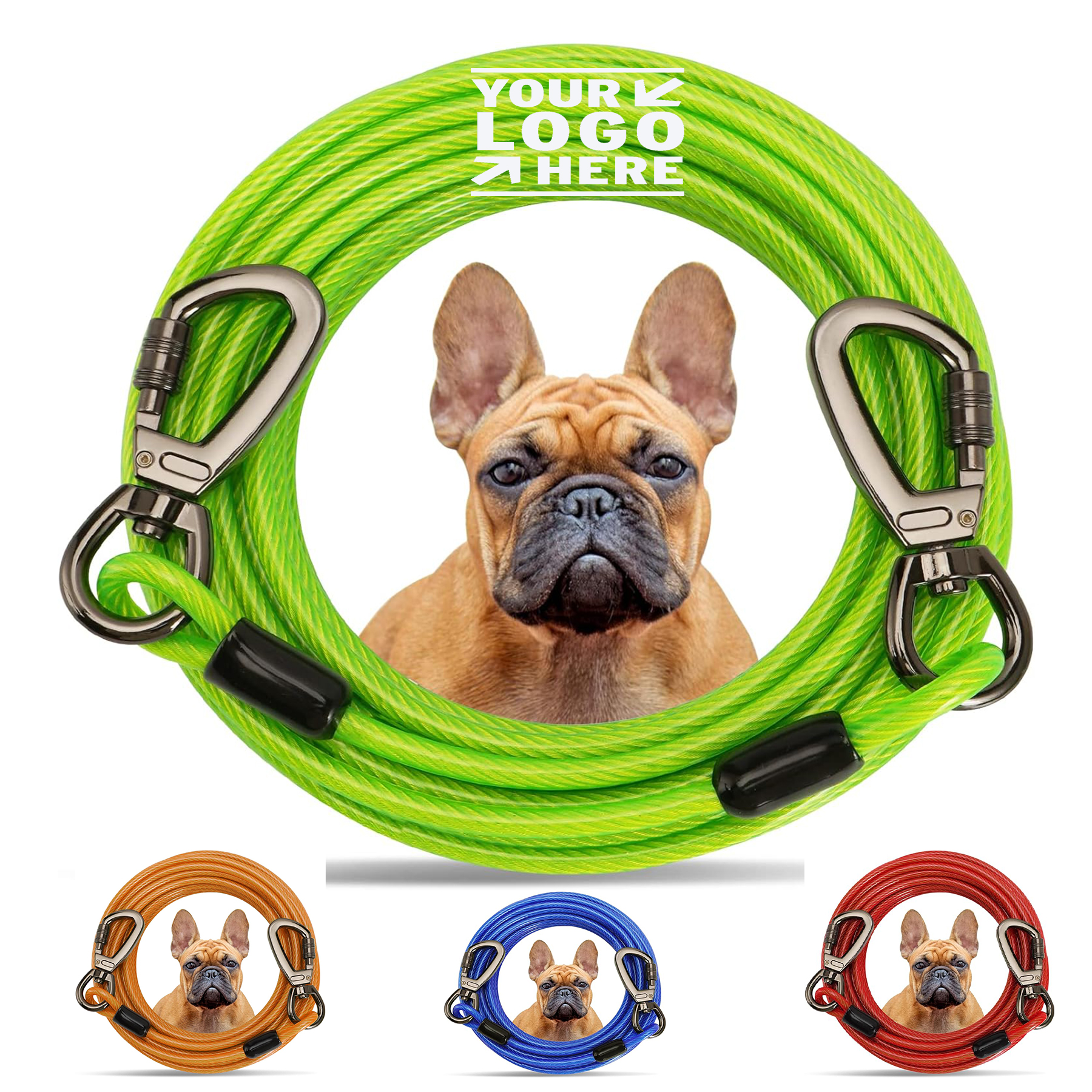 10/20/30/ 50FT Long Dog Runner Leash Tie Out Cable Yard Heavy Duty Chains 2