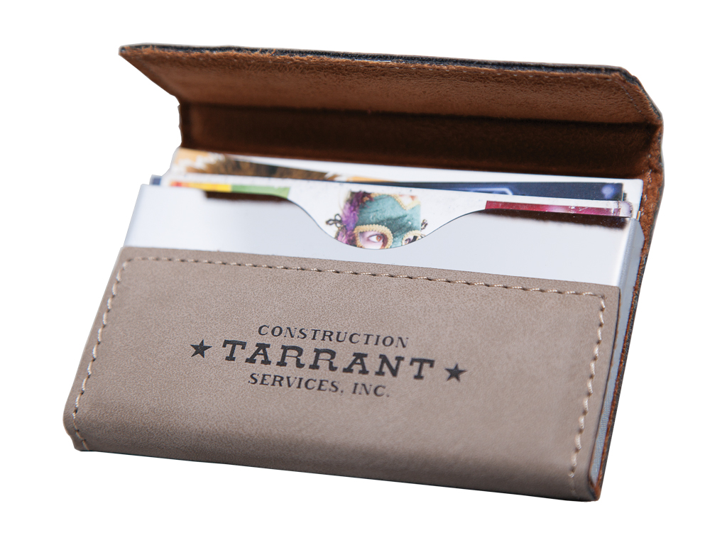 Tan Leatherette Business Card Case