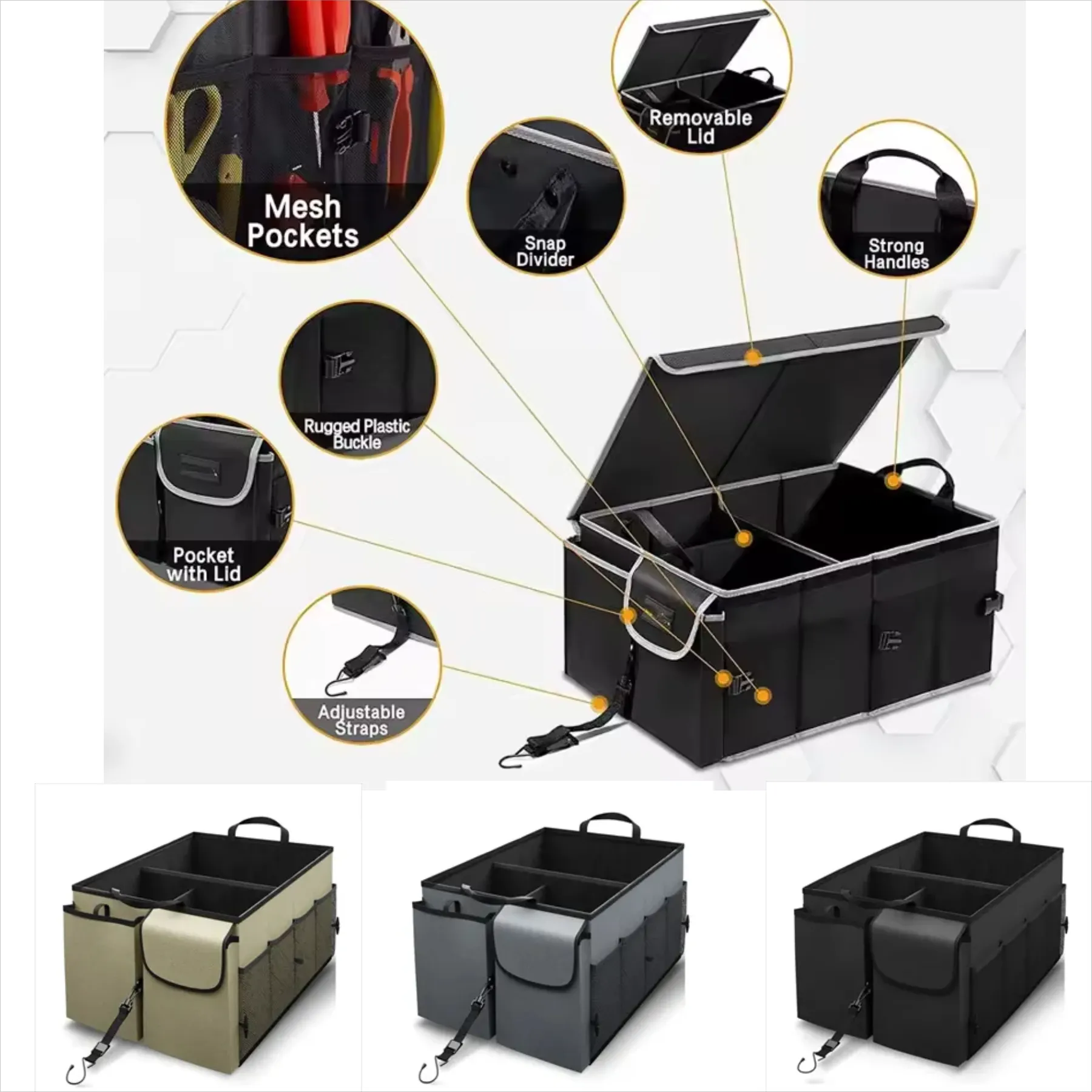 Car Trunk Storage Organizer Collapsible Multi-Compartment Ad 8