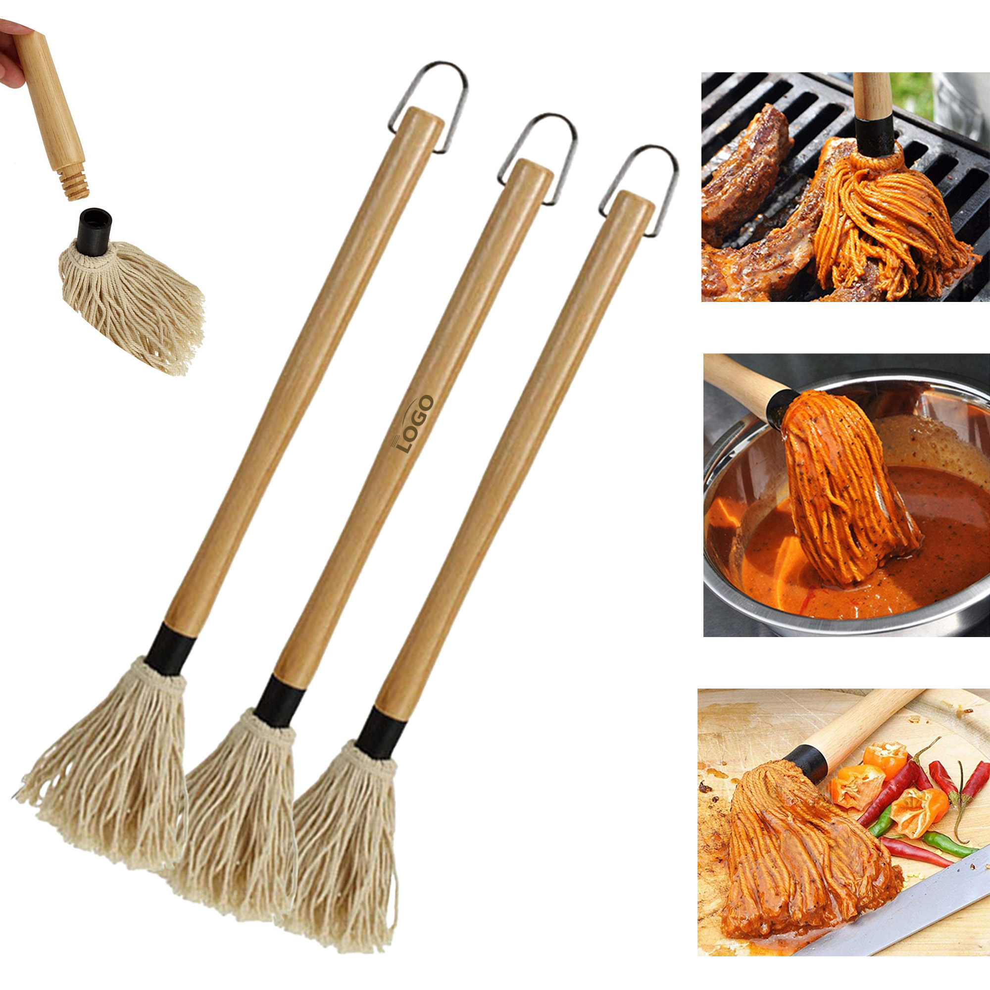 Custom Logo Wooden BBQ Basting Brush 3
