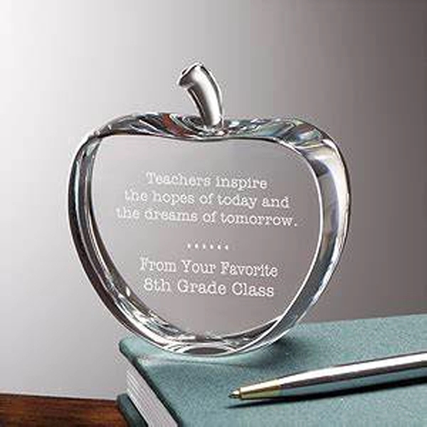 Engravable Crystal Apple Paperweight 2