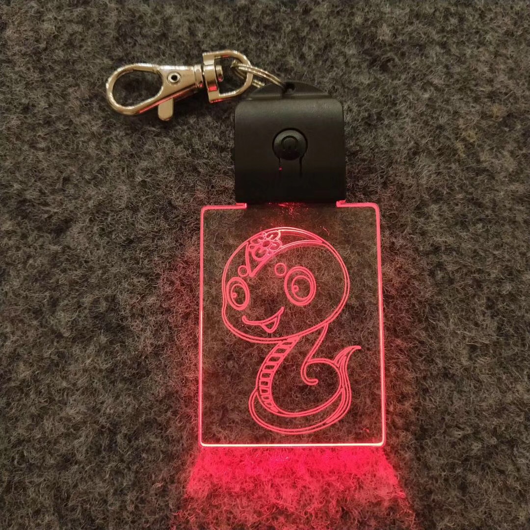 Acrylic Multicolor LED Night Light Lamp Gift Keychain 3