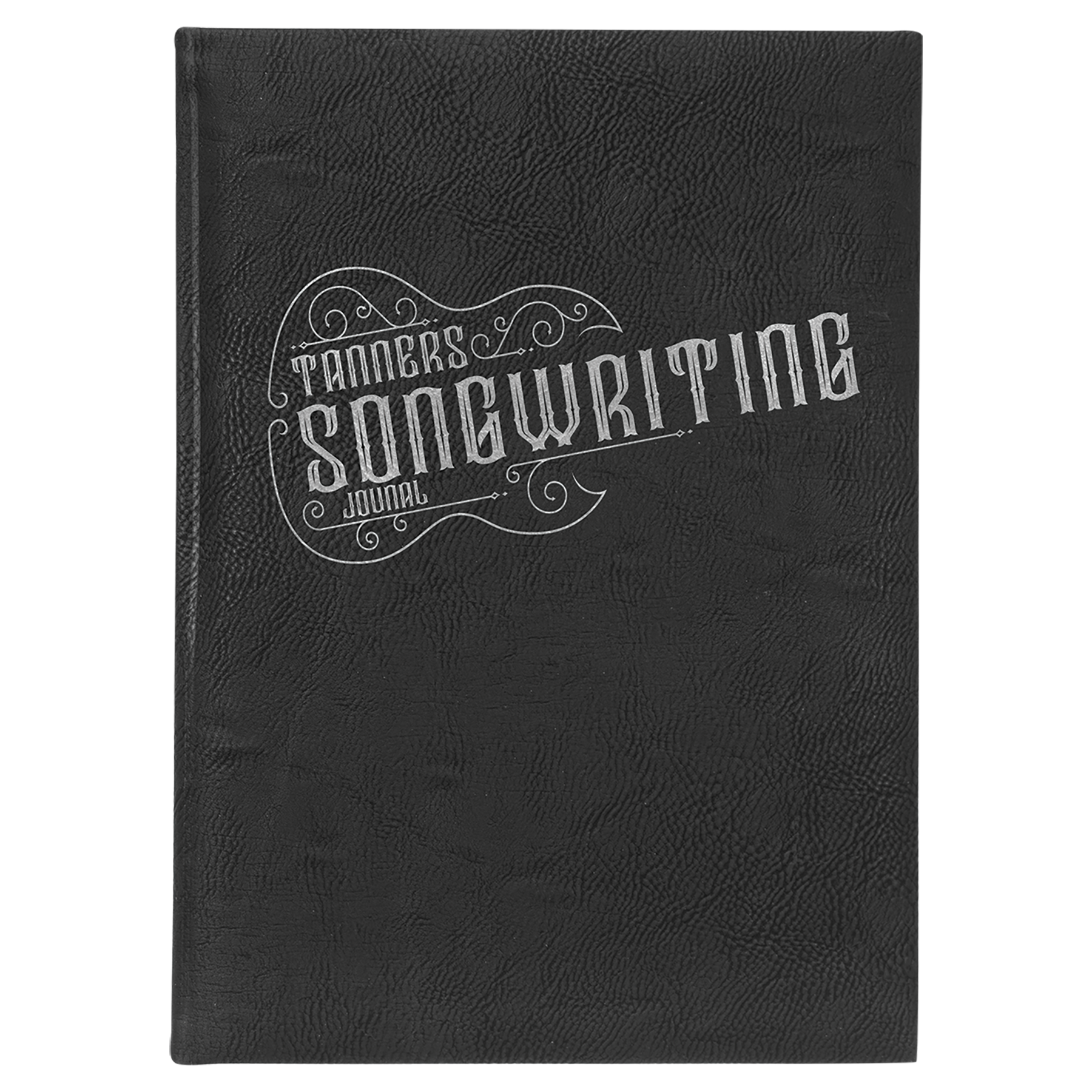 7" x 9 3/4" Black/Silver Leatherette Journal-Lined Paper 1