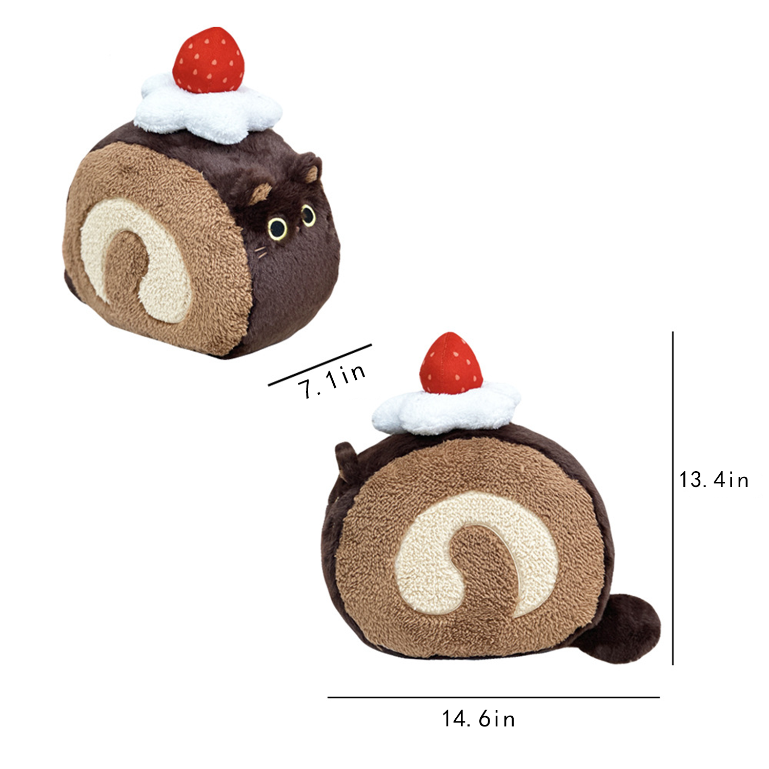 Kawaii Strawberry Swiss roll Plush Pillow Stuffed Toy 3