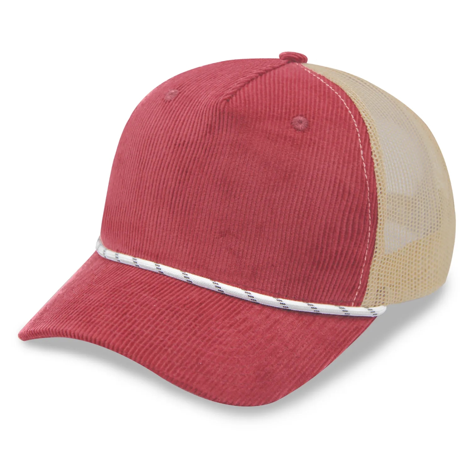 Corduroy 5 Panels Trucker Cap w/Rope