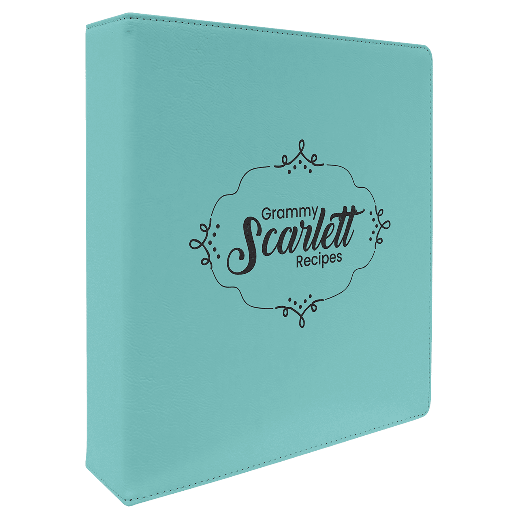 11" x 11 1/2" Teal Leatherette 3 Ring Binder with 2" Slant D Rings 1
