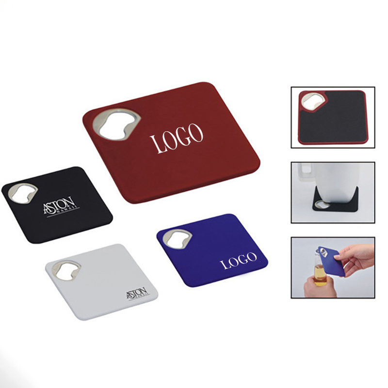 Square Bottle Opener with Coaster 2