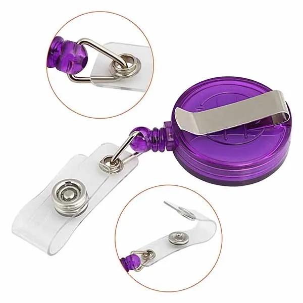 PU ID Credit Card with Retractable Badge Holder Reel Clip 5
