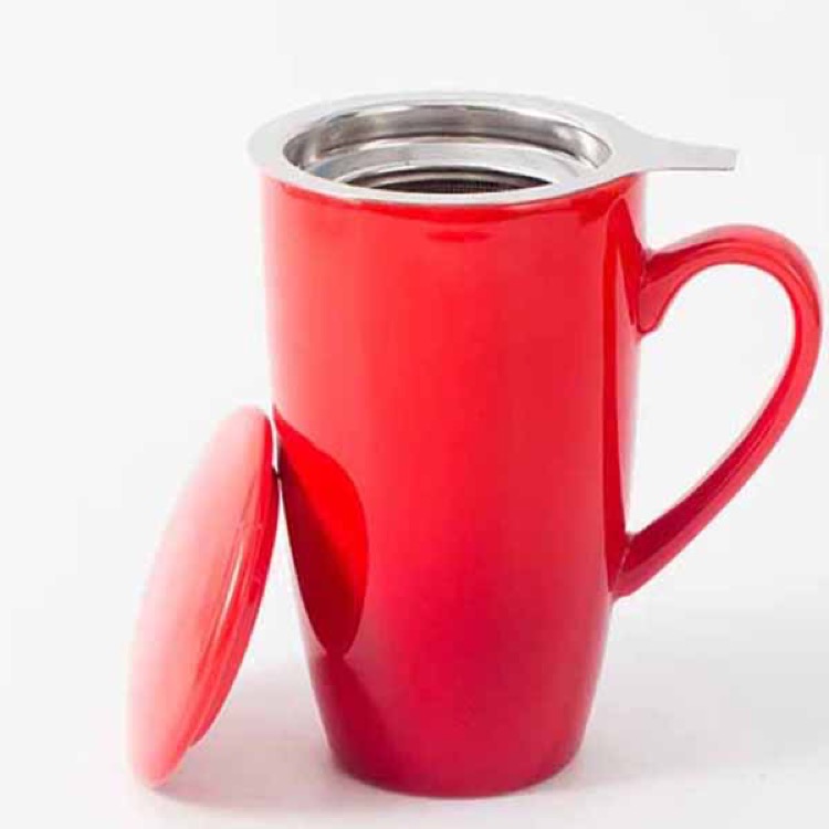 15 oz Porcelain Tea Mug with Infuser and Lid 7