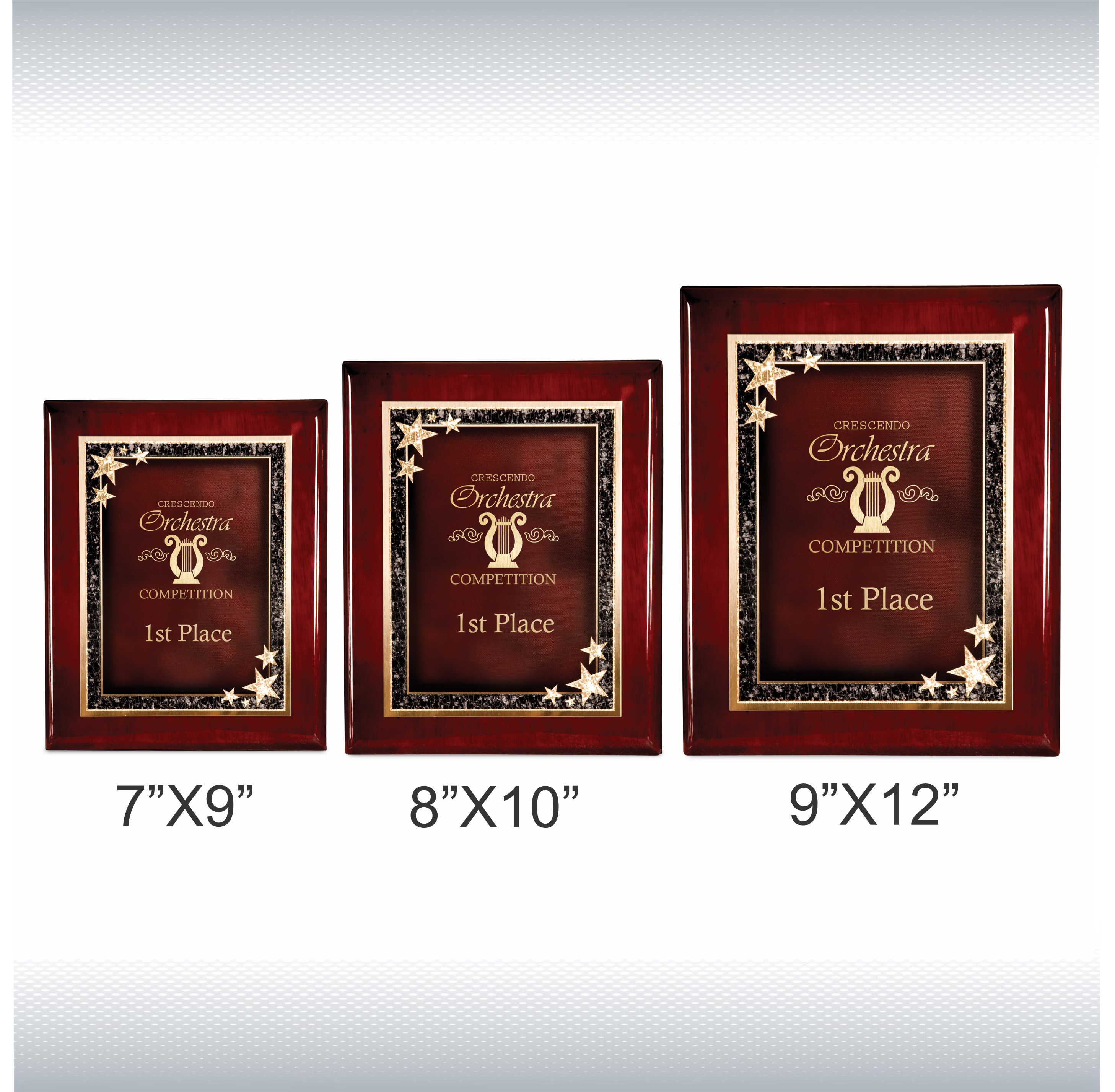 Premium Rosewood Piano Finish Plaque w/ Red Starburst Plate 2