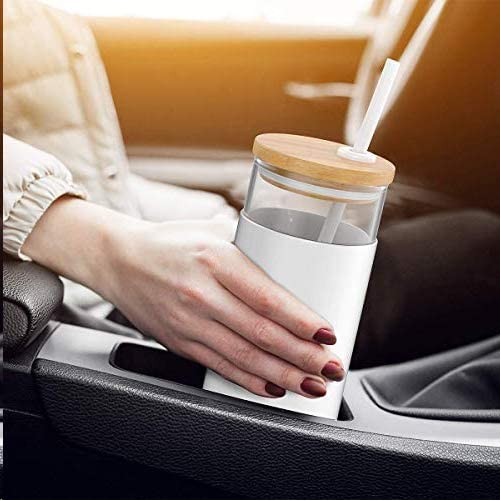 20Oz Glass Tumbler Straw Silicone Protective Sleeve Bamboo Lid - Bpa Free 4