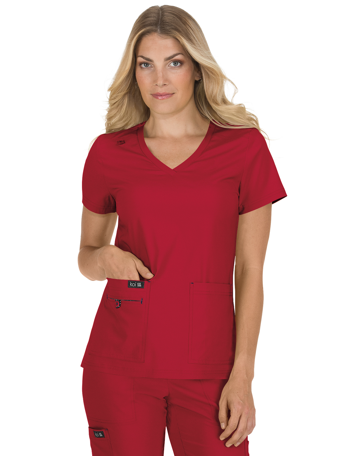 koi - Basics - Women's Four-Pocket Stretch V-Neck Becca Top 75
