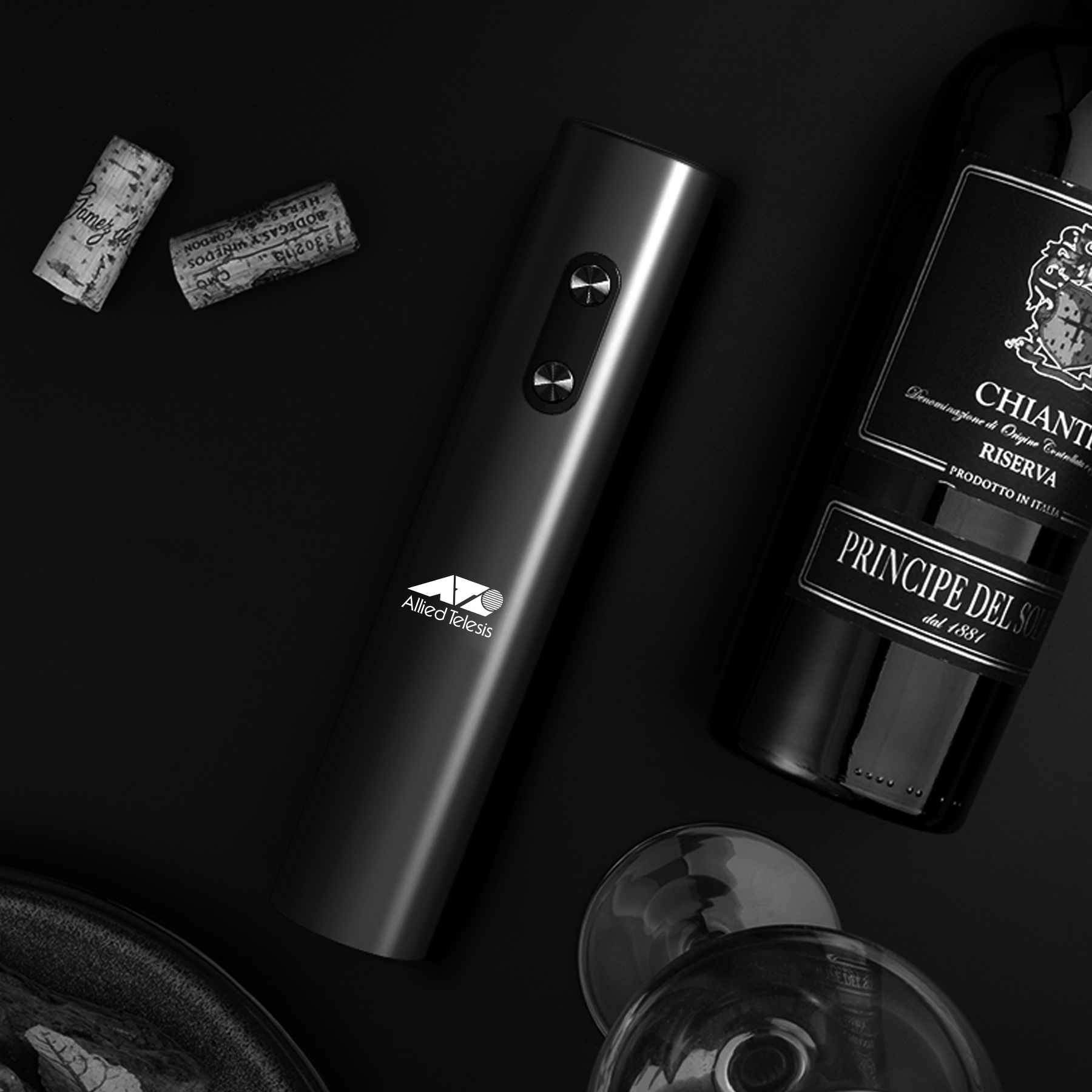 WineVault Electric Wine Opener Set with Pourer, Stopper & Storage Base 12