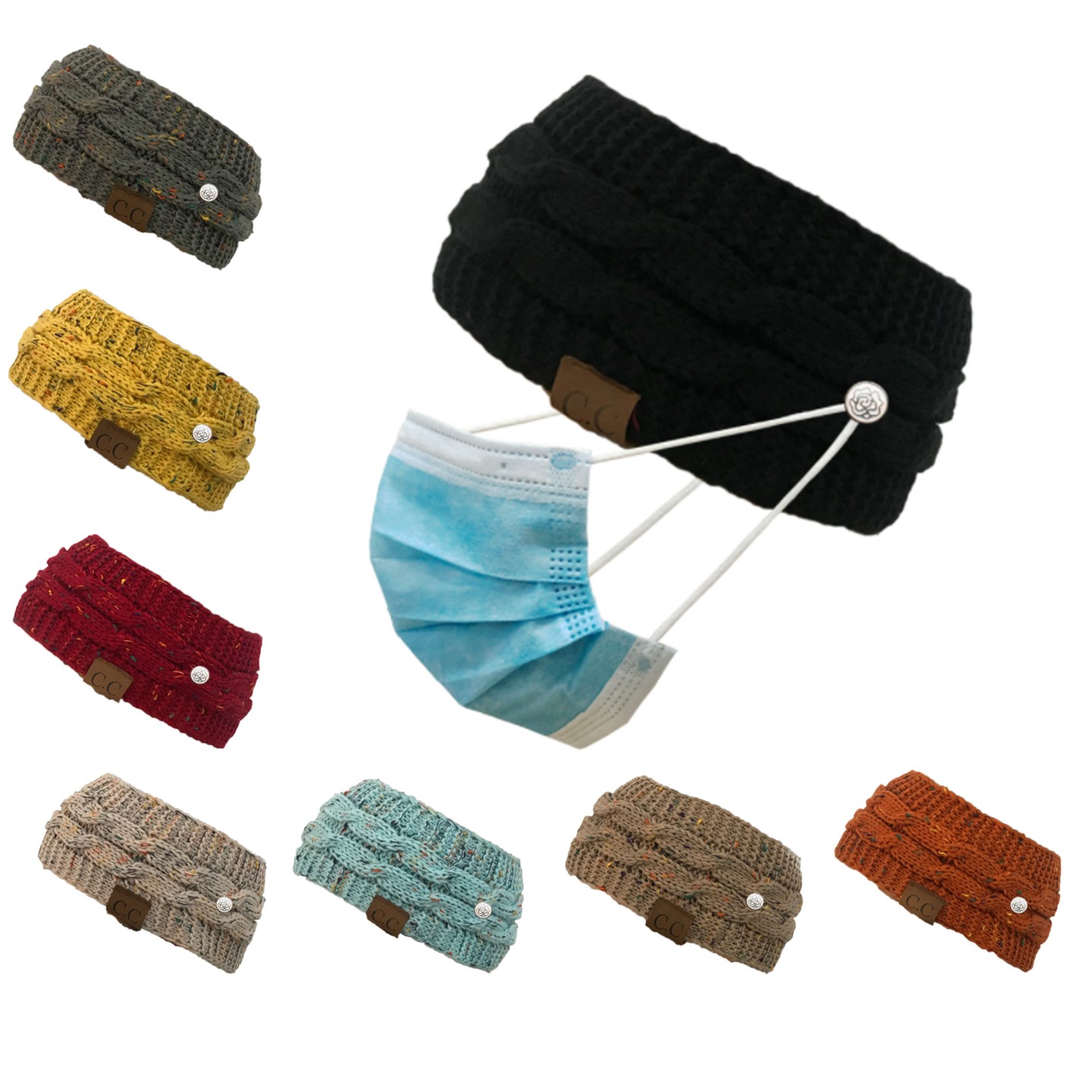 Knitted Headband with Mask Button 3
