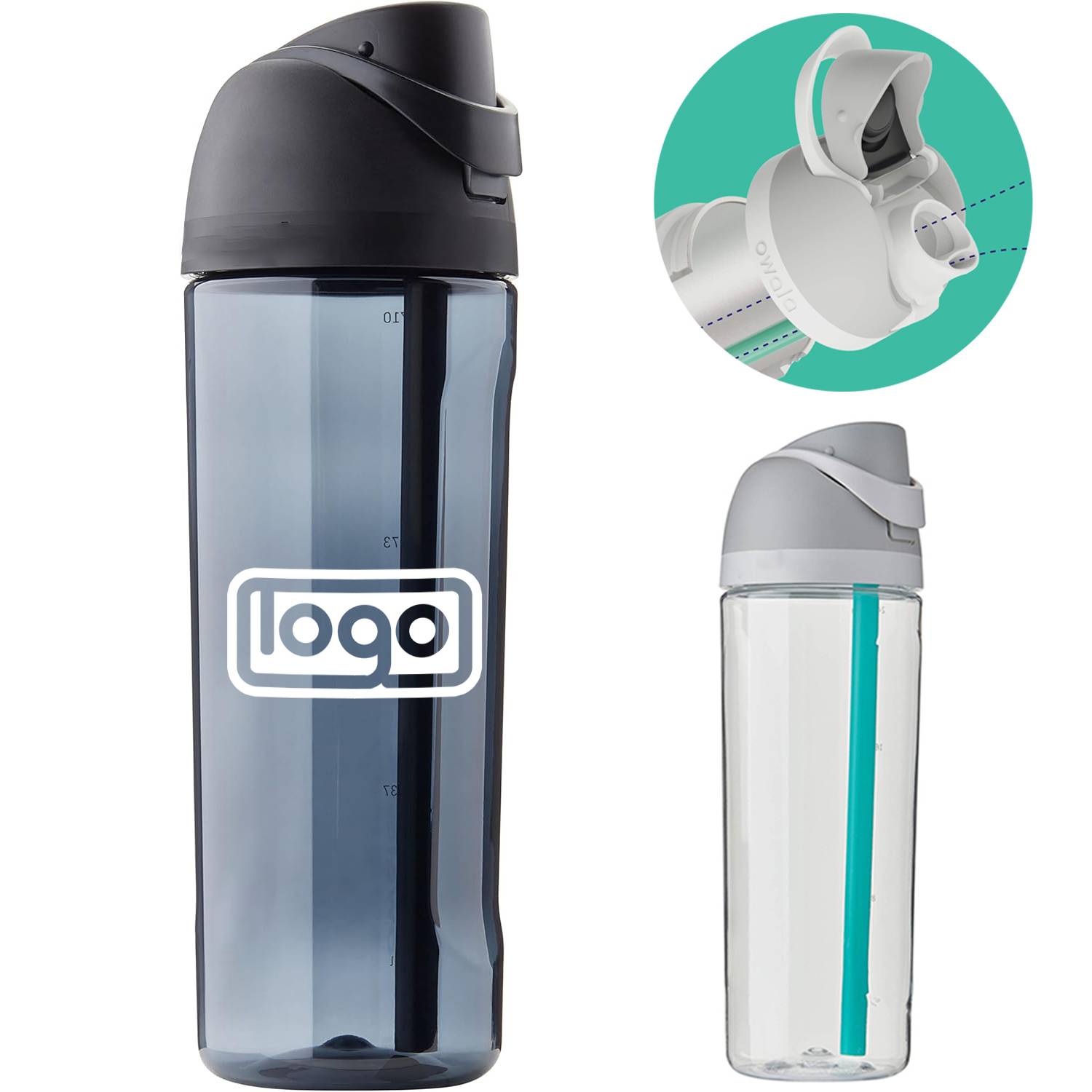 26oz Plastic Sports Straw Water Bottle w/ Carry Loop 2