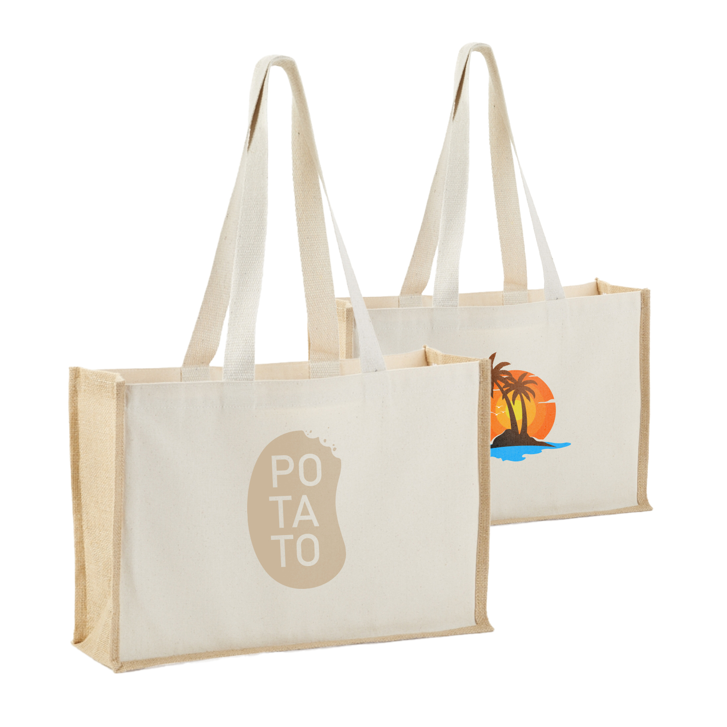 Eco-Friendly Cotton & Jute Tote with Sturdy Design, custom tote bag with logo imprint 2