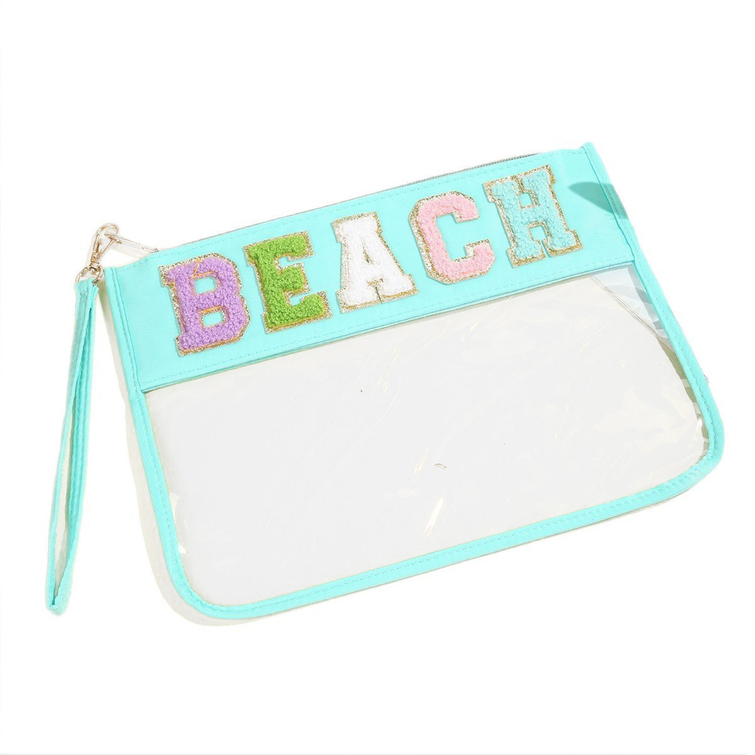 Waterproof Chenille Letter Clear PVC Cosmetic Bag 2