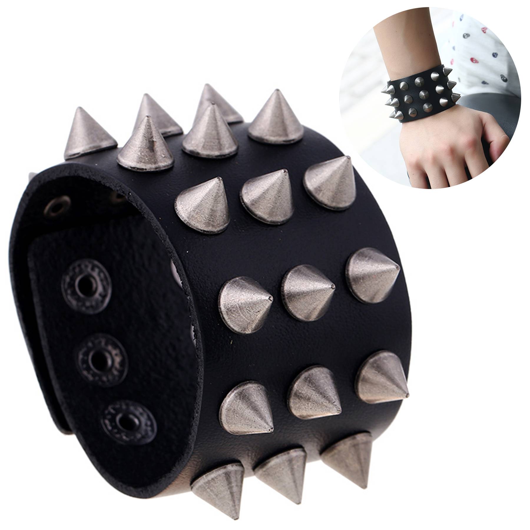 PU Punk hipster bracelet for men 8