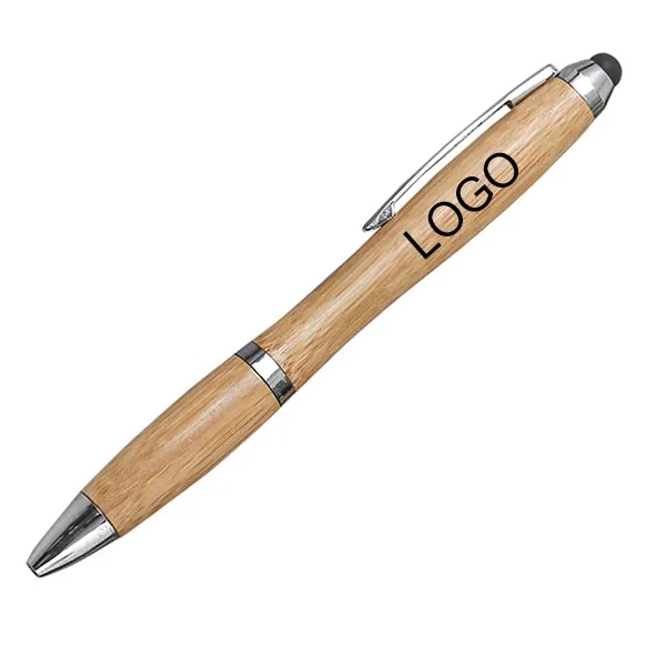 Bamboo Ballpoint Pen With Stylus 2