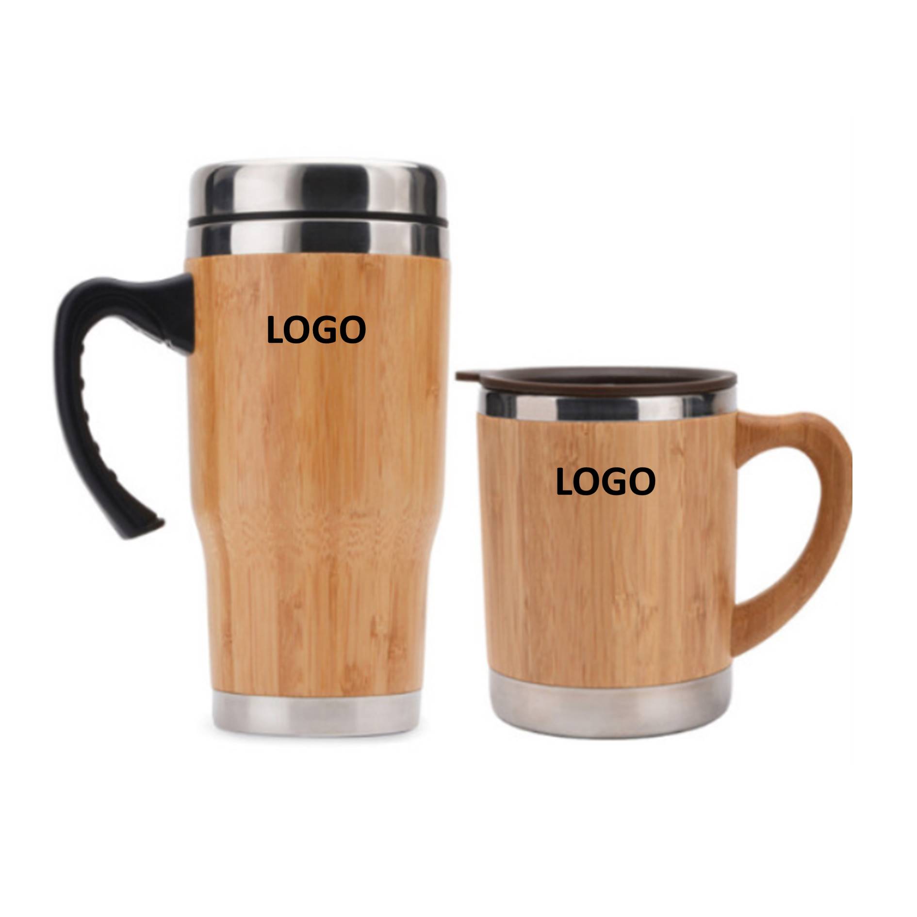 Wooden Cover 18 Oz. Coffee Cup Tumbler With Handle 2