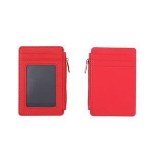 PU Leather Card Holder with Zippered Pocket 21
