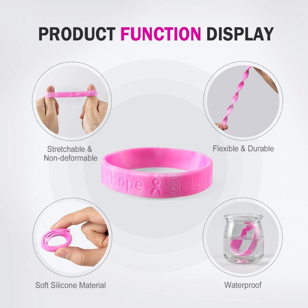 Breast Cancer Awareness Silicone Bracelet 1/2" 2