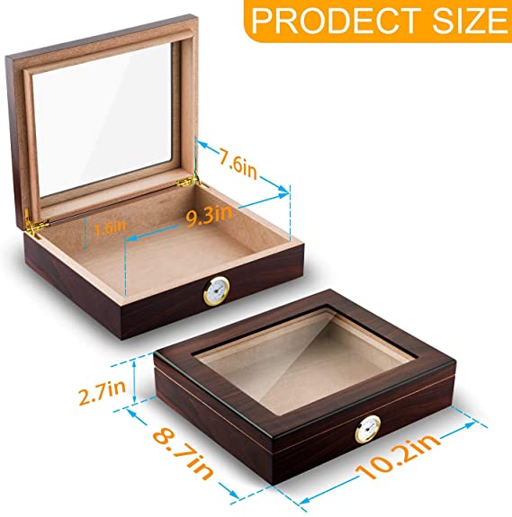 Cedar Cigar Desktop Box w/ Humidifier and Front Hygrometer 4