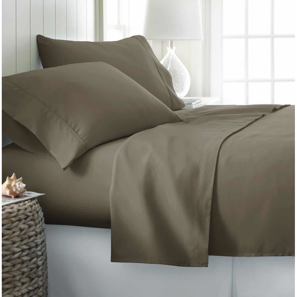Microfiber Bed Sheets - Taupe Twin 3 Piece Set 2