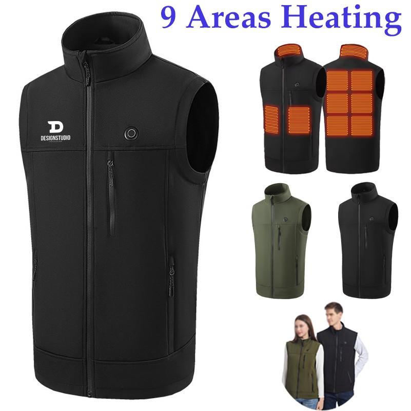 9 Areas Heating Gilets Soft Shell Bodywarmer Heated Vest Jackets For Unisex 3