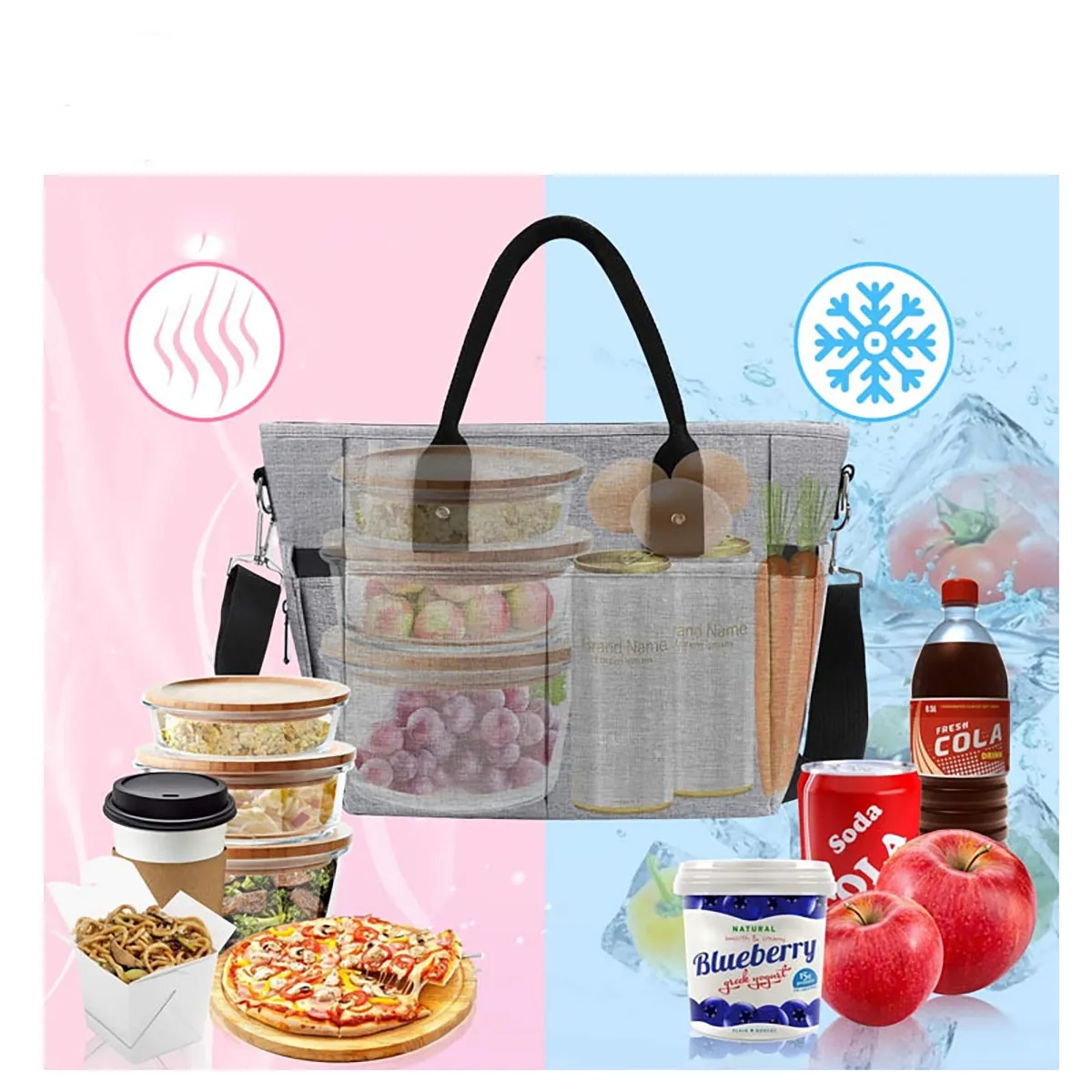 Portable Insulated Pinic Lunch Cooler Crossbody Tote Bag 6