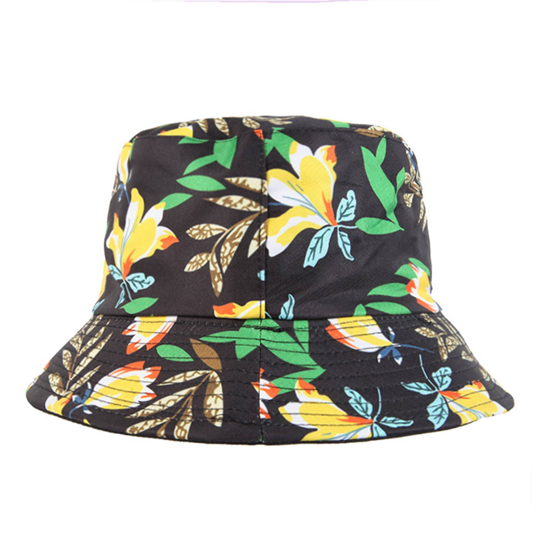 Polyester Bucket hat with tropical foliage pattern 4