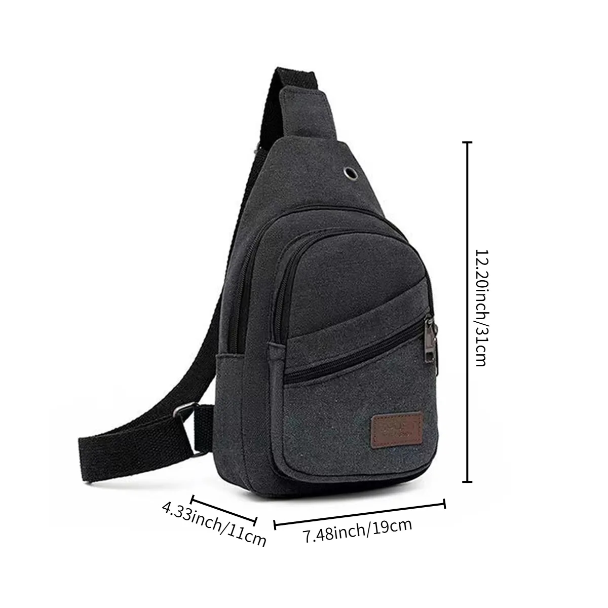 Casual Canvas Crossbody Sling Bag With Earphone Port 4